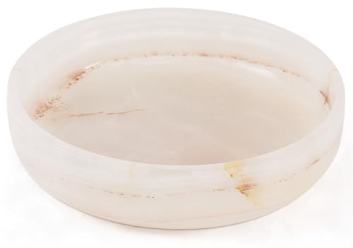 EARTHEN CRAFTS Marble Serving Bowl 8" Cream Onyx Natural Handcrafted Stone Salad Bowl For Kitchen Counter, Serving Dish for Party, Dining Table Fruit Holder Decorative Bowl
