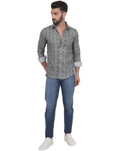 Image of TB Trybuy.in Retro Full Sleeve Casual Linen Printed Shirt for Men