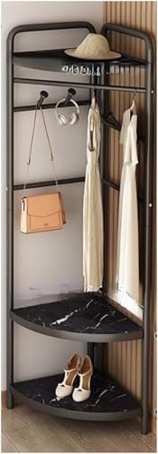 Demanca ハンガーラック コーナーラック スリム 省スペース キャスター付き 防サビ 高耐荷重 頑丈 組立簡単 一人暮らし・ワンルーム向け 衣類収納 梅雨対策 幅32×奥行32×高さ174cm ブラック 3層 (B,ブラック)