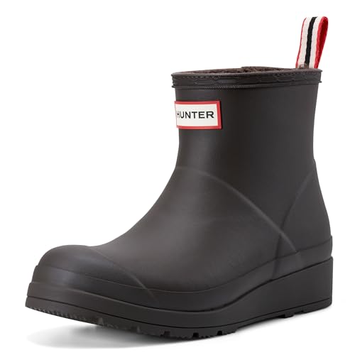 Hunter Women's Play Insulated Short Rain Boots Ankle, Dark Brown, 10