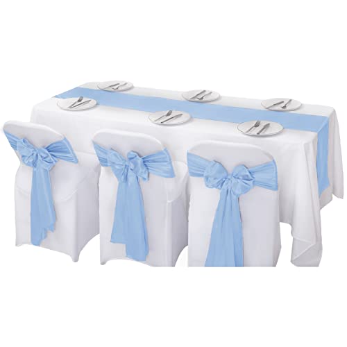 Flohar 24Pack Table Runner 12 X 108 Inches Satin Silk Table Runner For Wedding, Birthday Party, Banquets, Graduations Decoration, Fit Rectange And Round Table-Blue Mist #TOP4