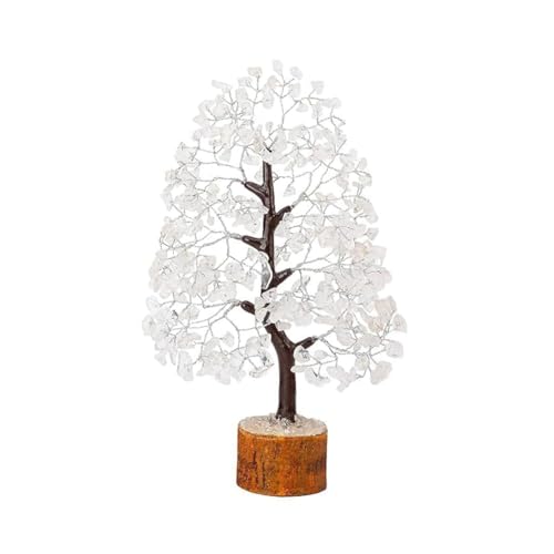 Image of Clear Quartz Crystal Tree for Positive Energy & Clarity | 600 Beads | 10 Inch Approx | Healing Tree for Home | Feng Shui Bonsai Tree for Prosperity, Peace & Good Luck