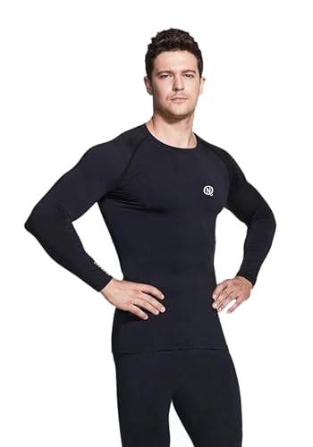 Image of NEVER QUIT Men's Compression Shirt Pack of 1 or 2 - Long Sleeve Quick Dry Base Layer T-Shirt for Gym, Running & Sports Workout