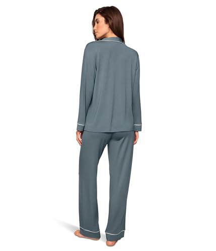Image of Eberjey Gisele Classic Women's Pajama Set | Long Sleeve Shirt + Long Pants