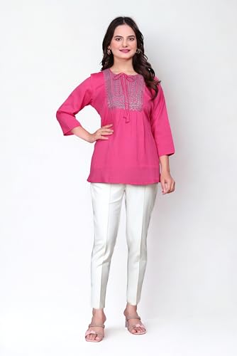 Image of SHANTVAN GALLERY Women's Tunics - Stylish & Comfortable Kurti for Woman with 3 /4 Designer Sleeves | Elegant Indian Short Tunic Top for Ladies | Casual, Festive