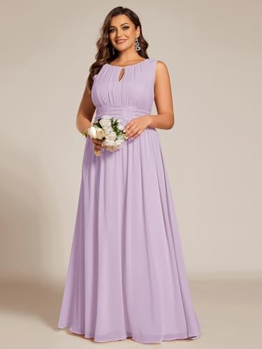 Image of Ever-Pretty Plus Women's Round Neck Sleeveless Empire Waist Maxi Plus Size Formal Gowns Bridesmaid Dresses