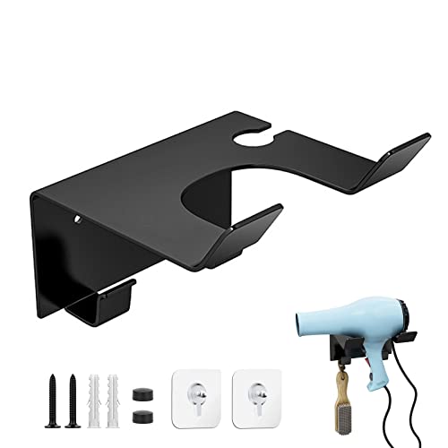 1 Pezzi Supporto per Asciugacapelli, Porta Asciugacapelli da Parete Gancio Supporto Asciugacapelli in Acciaio Inossidabile con Viti di Fissaggio per Bagno, Camera da Letto, Barbiere