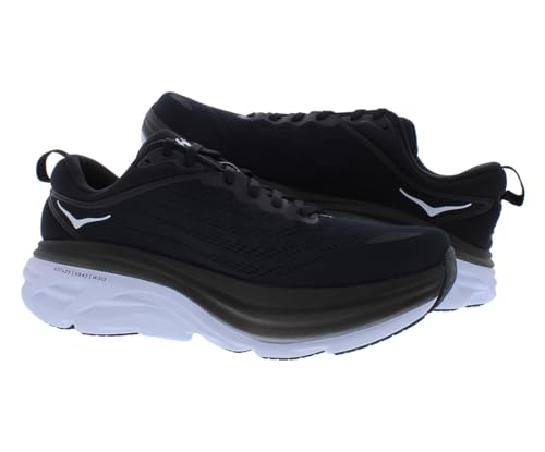 HOKA HOKA Bondi 8 Wide Mens Shoes Size 10, Color: Black/White