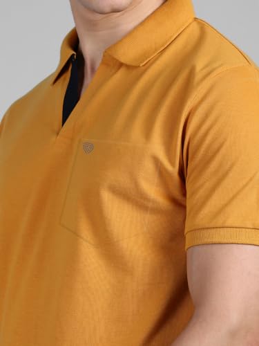 Image of Lux Cozi Men's Regular Fit Polo Neck Half Sleeve Solid Casual T-Shirt with Chest Pocket COZI 2122 MST EMRD 5XL 2PC