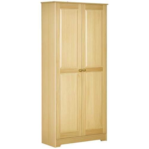 HOMCOM 67" Pinewood Kitchen Pantry Storage Cabinet