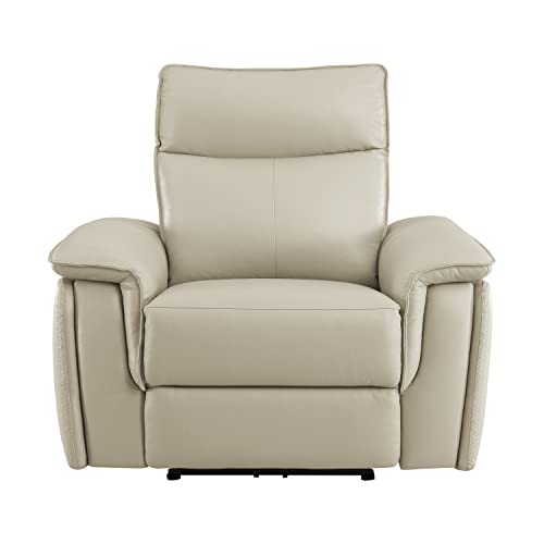 Sillón moderno reclinable piel Taupe miniatura 4