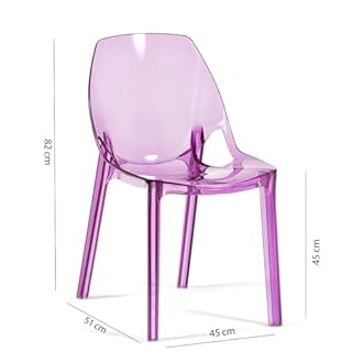 SIEDITI FUORI E DENTRO Sedie moderne in policarbonato trasparente, sedie impilabili di design per sala da pranzo e cucina trasparenti - Luce (2 Sedie, Rosa)