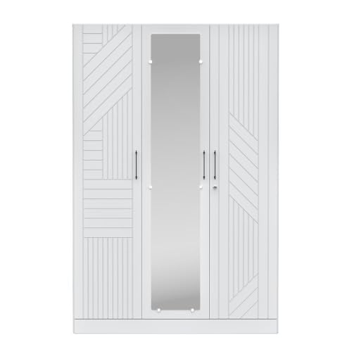Image of Wakefit Wardrobe for Bedroom | 3 Yr Warranty | Cupboard for Bedroom, Almirah, Wooden Wardrobe, Multi-Shelves Storage with Drawer, Mirror & Hanger, Density:680-750 kg /m, Free Installation(Tyrian- FW)