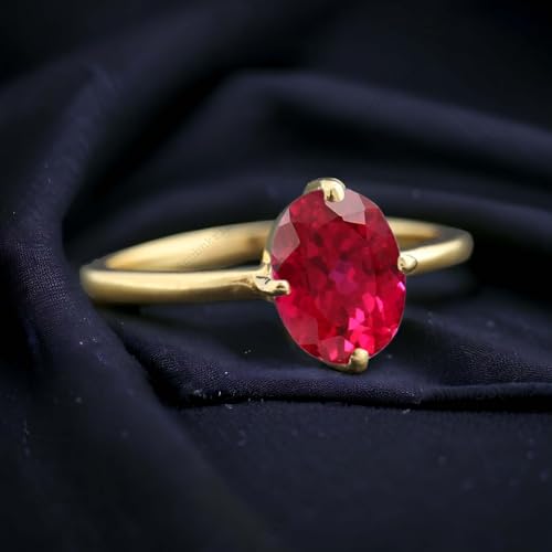 Oval Ruby Ring, July Birthstone Ring, Red Gemstone Ring, Birthday Gift for Her Women Solitaire Jewelry Customized Promise Ring3