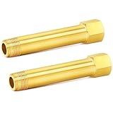 ChillWaves Brass Pipe Fitting, Long Nipple Pipe 1/4' NPT Male x 1/4' NPT Female Thread 4' Length(100MM)(2-PACK)