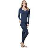 Suave y elástica: Esta ropa interior térmica de mujer tiene un material elástico muy cómodo. Se estira en cuatro direcciones y te da el calor que necesitas sin capas gruesas o pesadas. El traje puede lavarse repetidamente sin encogerse. Lavado a máquina.
