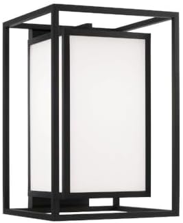 Capital Lighting 953112BK Aiden Modern Soft White Glass Outdoor Rectangular Wall Lantern, 1-Light 100 Watt, 17" H x 11" W, Black