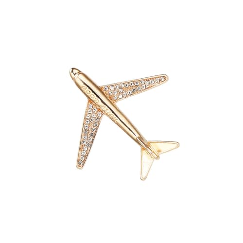 Image of Airplane Brooch Pin for Women Men Crystal Aircraft Lapel Pin Plane Safty Pin for Clothing Hat Bag Badges