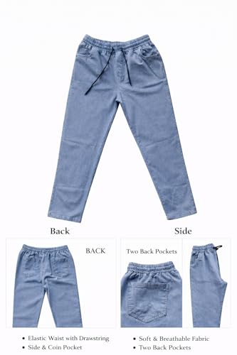 Image of Men's Denim Lower (Track Pants - Soft Fabric with Elastic Waist, Cotton Twill, Casual Wear, Regular Fit, Full Length for Gym, Exercise, Yoga)