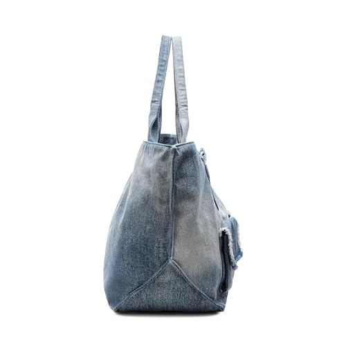 Bolso tote grande con bolsillos de carga Steve Madden Banisia-D en denim miniatura 2