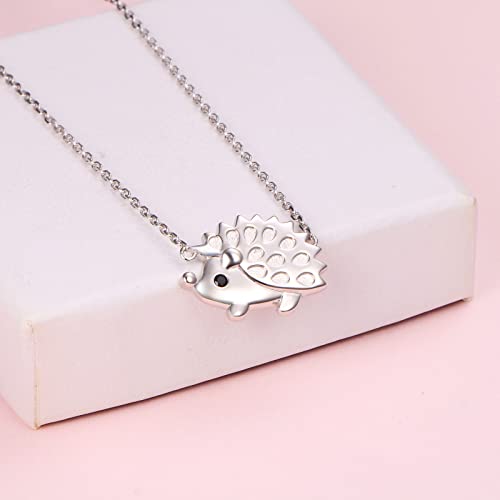 Jzmsjf S925 Sterling Silver Hedgehog Choker Necklace Cute Animal Jewelry Gift For Women Teens #TOP2