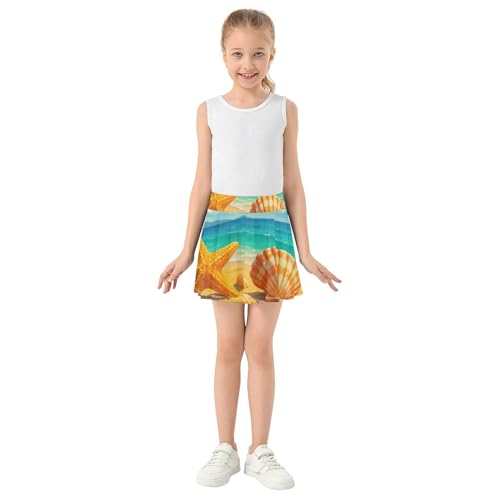 Sandy Beach Seashells Starfish Girls Skorts Athletic Shorts Tennis Skirts Toddler Dance Butterfly Skirt 3t3