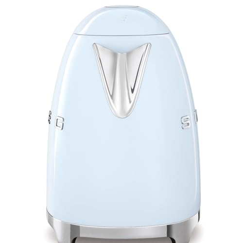 Image of SMEG KLF03 Electric Kettle 1.7L (7 Cup), Retro Hot Water Boiler for Tea & Coffee, Fast Boiling, Auto Shut-Off, Soft Open Lid, 360 Swivel Base Countertop Kettle - Pastel Blue