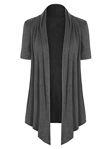 Image of MixMatchy Women's Lightweight Short Sleeve Draped Open Front Cardigan Vest