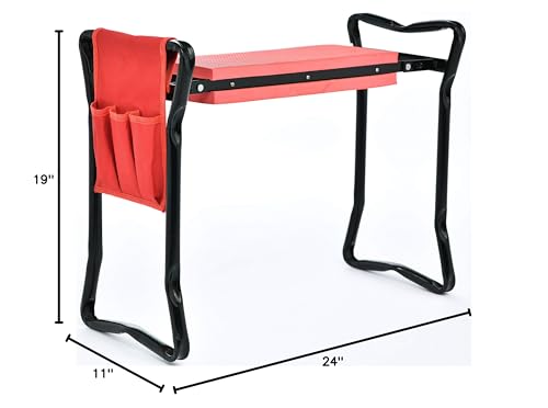 TABOR TOOLS TR2A Garden Kneeler and Seat Bench with Tool Bag Pouch and Foam Pad Cushion, Workseat with Kneeling Bench Option, Light Weight Foldable Stool, Portable Outdoor Kneeler for Gardening. - Thumbnail 2