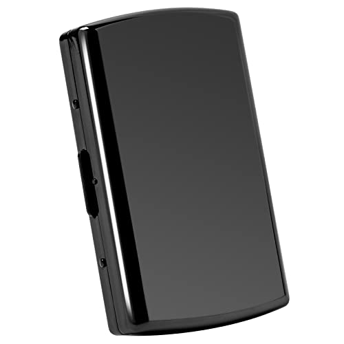 Mini Metal Cigarette Case - Ladies and Men, Portable Double Sided Spring Clip Holds 12 Regular 85mm Short Cigarettes，Can Not Be Placed The Credit Card Inside (Black)