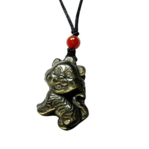 Collier tigre en obsidienne naturelle, bijou style bohème réglable au quotidien