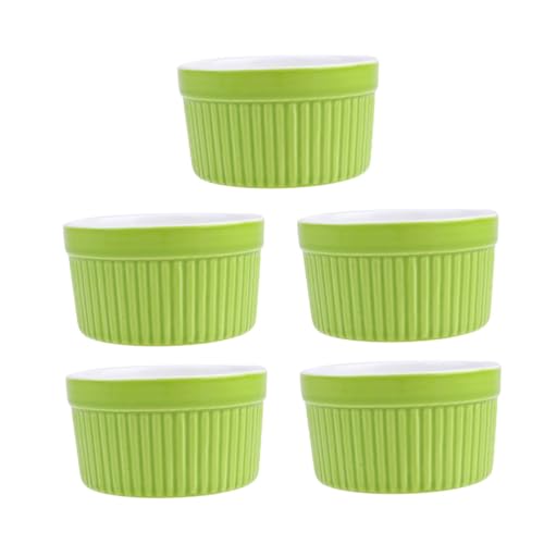 iplusmile 5 piezas Cuencos Pequeños de para Hornear Resistentes Altas Temperaturas sin Asa Color Verde para Sopa Arroz y Postres Cocina