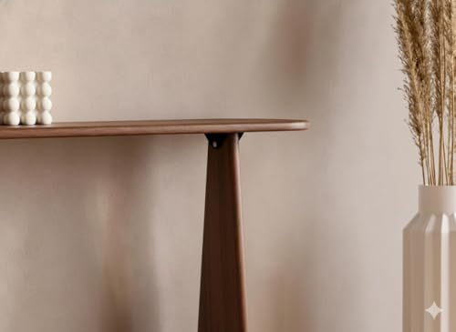 Image of Furniture Modern Solid Wood Console Table with Rounded Edges, Natural Finish, Minimalist Scandinavian Style Entryway Furniture Set for (Style 2, Natural, 115x30x70)