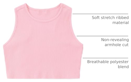 Image of EXARUS Girls Crop Tank Top Dance Hip Hop Outfits Cheer Cropped Top | Kids Tween Youth Summer Athletic Dance Convention Fitted Gymnastics Sleeveless Clothes