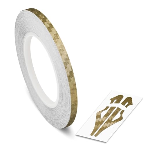 Image of Roll Vinyl Pinstriping Racing Stripes Pinstripe Carbon Fibe Line Tape Decal Sticker Auto Pinstripe Tape,Automotive Pinstriping Tape,Vinyl Pinstripe Tape 32 ft (Gold Carbon 1 /2 Single Line)