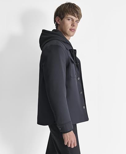 DKNY Men's Water Resistant Hooded Soft Faux Leather Durable Jacket3