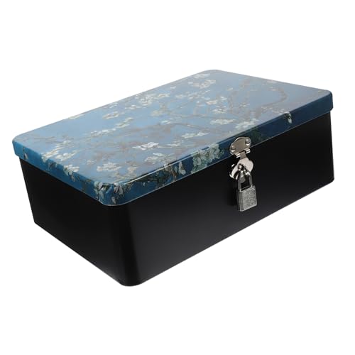 Didiseaon Caja Metálica de Hojalata Duradera con Cerradura y Llave Contenedor Vintage para Almacenamiento Seguro de Joyas Documentos y Regalos Diseño Retro para Uso Doméstico y Decorativo