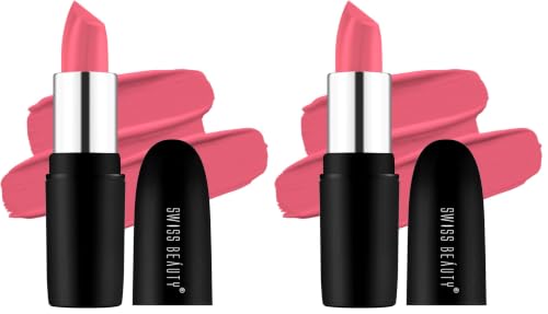 Image of Swiss Beauty Pure Matte Creamy Lipstick | Non-drying, Highly pigmented Lipstick | Shade- Peach, 3.8gm| (Pack of 2)