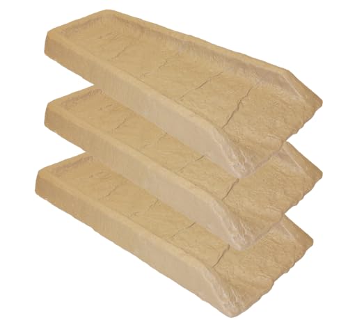 EMSCO GROUP 24" Decorative Downspout Rain Splash Block with Natural Stone Texture, 3 pk - Sandstone