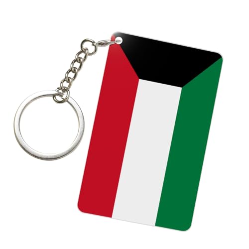 Porte-clés acrylique drapeau du Koweït - Anneaux porte-clés tendance - Chaînes acryliques pour voiture - Étiquettes pour hommes et femmes