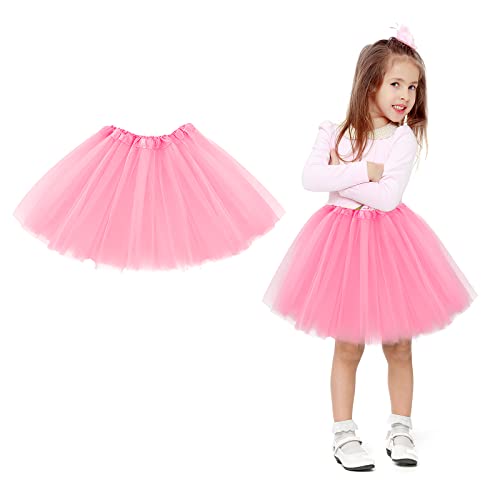 WLLHYF Tutu Rock 3-lagig Tüll Stern Ballett Tanz Röcke Kleinkind Baby Kleid Weihnachten Festliches Anzieh Kostüm Geburtstag Prinzessin Party Kostüm für Mädchen 2-7 Jahre (Weiß) (Rosa)