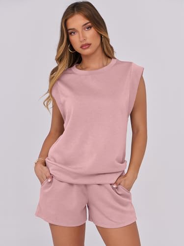 Image of ANRABESS Two Piece Sets for Women 2026 Summer Short Lounge Set Casual Beach Vacation Outfits Spring Sweatsuits Tracksuit
