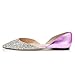 XYD Women's Fashion Glitter Ballet Flats Closed Pointed Toe Dorsay Shoes Low Heel Slip on Casual Cocktail Party Wedding Pumps Size 9.5 Fuchsia