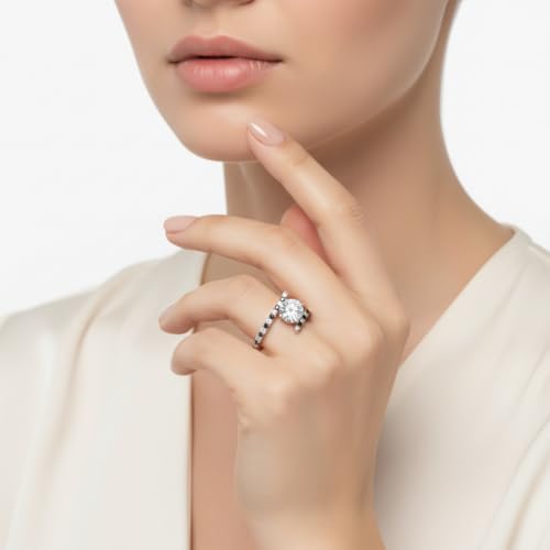 Image of Choose Your Gemstone Bypass Modern Round Diamond CZ Ring 925 Sterling Silver Round Shape Side Stone Engagement Rings Lightweight Office Wear Everyday Gift Jewelry US Size 4 to 12