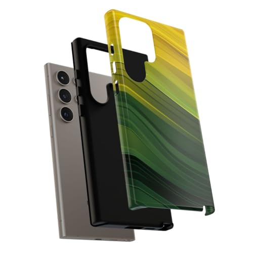 Coque Samsung S24 Ultra rigide protection antichoc motif vague jaune et vert