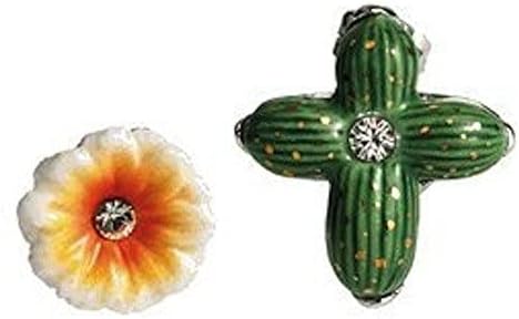 Franz Porcelain - Rhodium Earrings - Cactus & Flower