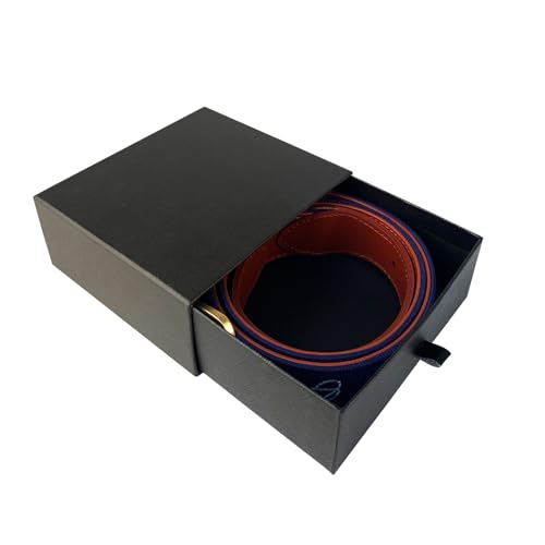 Swig Sip Needlepoint Golf Belt for Men - Flat Brass Buckle Leather Backing Non-Stretch Durable Country Club Design3