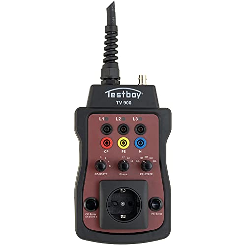 Testboy TV 900 Adaptateur de borne de recharge pour tester les bornes de recharge de type 2 (testeur d'installation ou multimètre connectable, LED intégrée), noir/rouge – Image 3