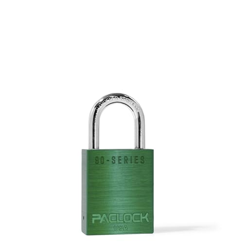 Image of PACLOCK's SR-90A Padlock, 1-3 /16 inch Tall Hard. Stainless Steel Shackle, High Security 6-Pin Cylinder, One Lock Keyed to a Number U-Pick! w / 2 Keys, Green