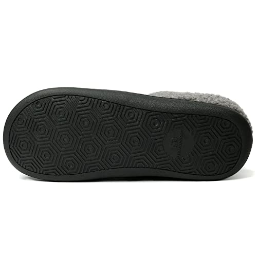 Image of NewDenBer Men's Warm Memory Foam Slippers Suede Plush Fleece Lined Slip on Indoor Outdoor Clog House Shoes